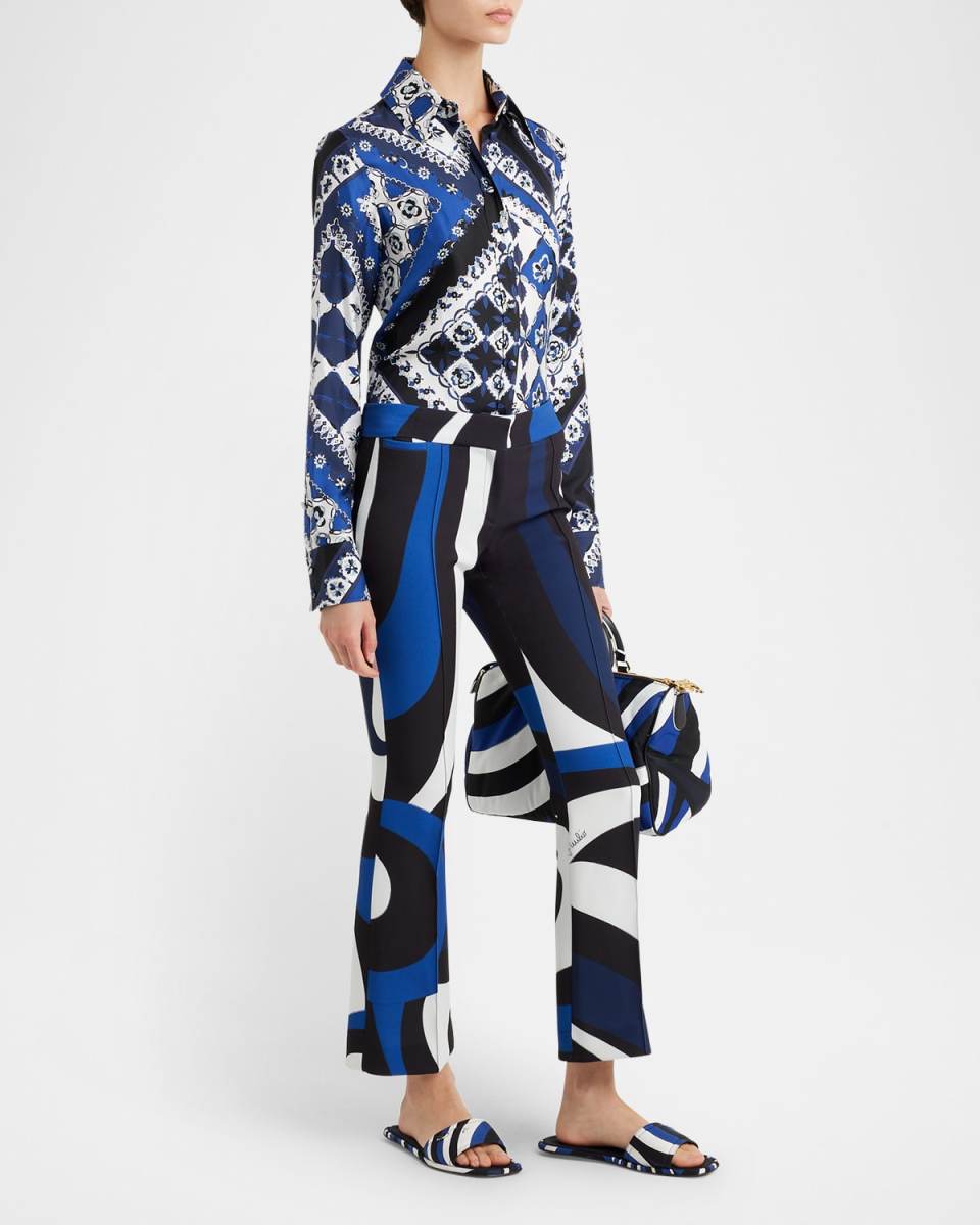 Iride Pintuck Kick-Flare Ankle Trousers